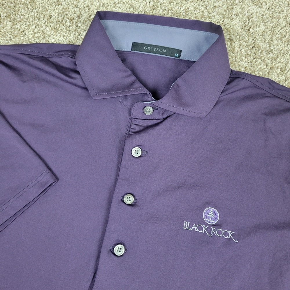 Greyson Mens Medium Solid Navy Performance Stretch Golf Polo Short Sleeve